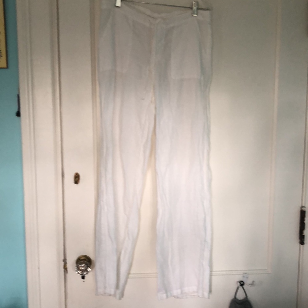 White linen pants